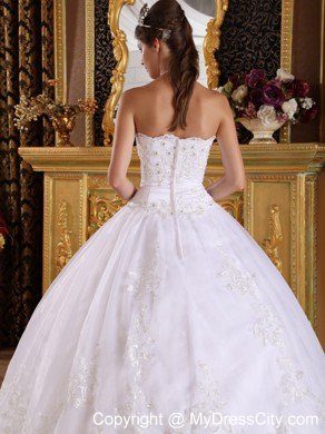 Corset Embroidery with Beading Puffy Quinceanera Dress