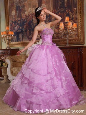 Lavender Floor-length Dropped Organza Dress for Sweet 16