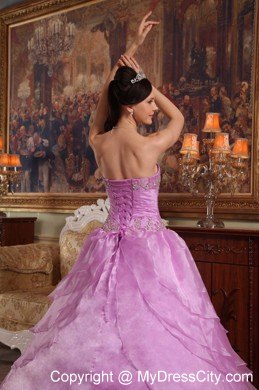 Lavender Floor-length Dropped Organza Dress for Sweet 16