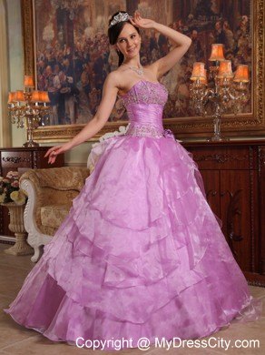 Lavender Floor-length Dropped Organza Dress for Sweet 16