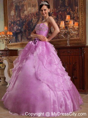 Lavender Floor-length Dropped Organza Dress for Sweet 16