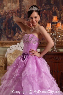 Lavender Floor-length Dropped Organza Dress for Sweet 16