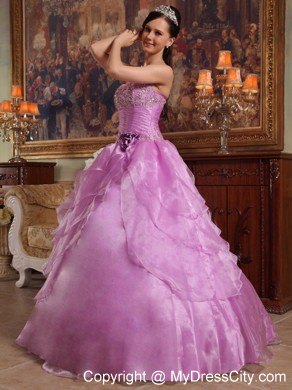 Lavender Floor-length Dropped Organza Dress for Sweet 16