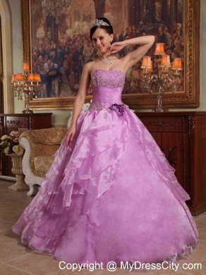 Lavender Floor-length Dropped Organza Dress for Sweet 16