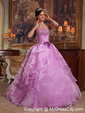 Lavender Floor-length Dropped Organza Dress for Sweet 16