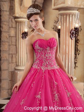 Famous Hot Pink Organza Beaded Sweet Sixteen Dresses