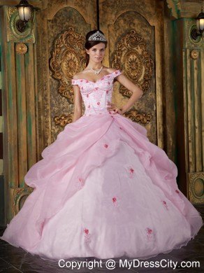 Off The Shoulder Organza Zipper Back Quinceanera Dress