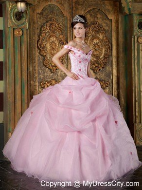 Off The Shoulder Organza Zipper Back Quinceanera Dress