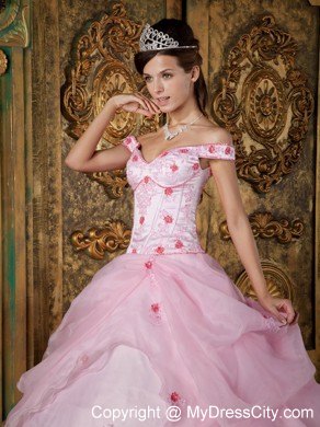 Off The Shoulder Organza Zipper Back Quinceanera Dress