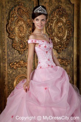 Off The Shoulder Organza Zipper Back Quinceanera Dress