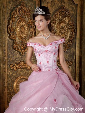 Off The Shoulder Organza Zipper Back Quinceanera Dress