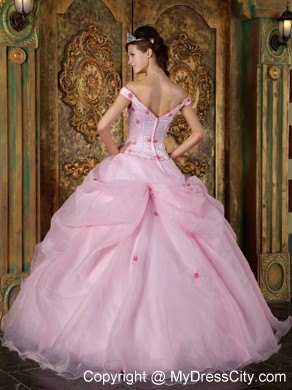 Off The Shoulder Organza Zipper Back Quinceanera Dress