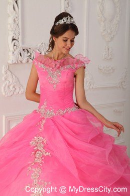 Floral V-neckline Watermelon Dress for Quinceanera