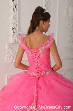 Floral V-neckline Watermelon Dress for Quinceanera