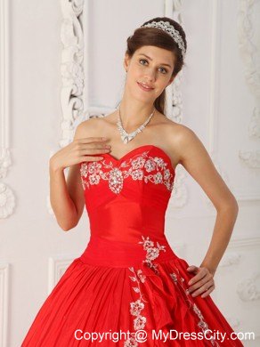 Red A-Line Sweetheart Embroidery Quinceanera Dress