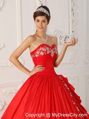 Red A-Line Sweetheart Embroidery Quinceanera Dress