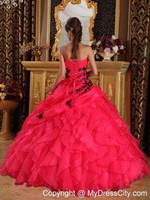 Sweetheart Appliques Cascading Ruffles Quinceanera Gowns