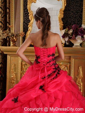 Sweetheart Appliques Cascading Ruffles Quinceanera Gowns