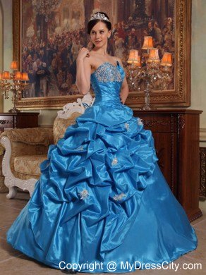 Beaded Sweetheart Teal Quinceanera Dress for 2013