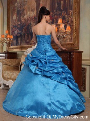 Beaded Sweetheart Teal Quinceanera Dress for 2013