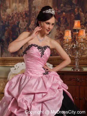 Pink and Black Sweetheart Pick-ups Dress for Quince