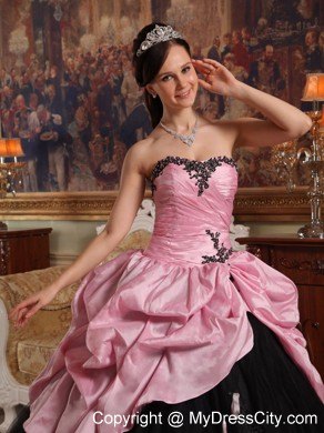 Pink and Black Sweetheart Pick-ups Dress for Quince