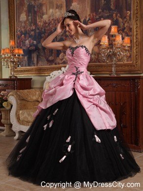 Pink and Black Sweetheart Pick-ups Dress for Quince