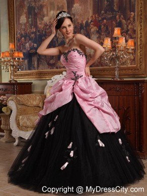 Pink and Black Sweetheart Pick-ups Dress for Quince