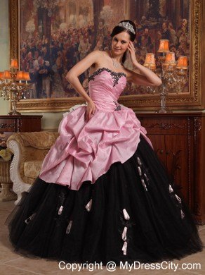 Pink and Black Sweetheart Pick-ups Dress for Quince