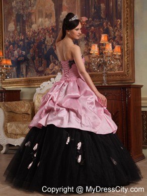 Pink and Black Sweetheart Pick-ups Dress for Quince