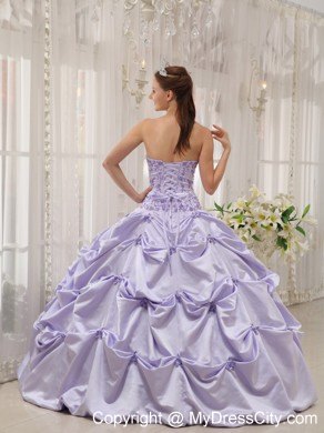 Lilac Strapless Appliques Quinceanera Dress for Girls