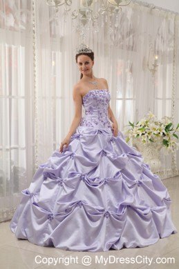 Lilac Strapless Appliques Quinceanera Dress for Girls