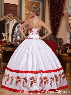 Satin White Custom Size Appliques Quinceanera Dresses