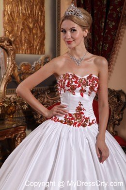 Satin White Custom Size Appliques Quinceanera Dresses