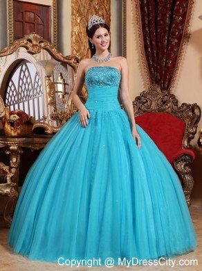 Teal Fitted Embroidery Quinceanera Dress for Summer