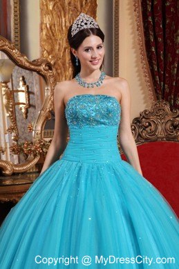 Teal Fitted Embroidery Quinceanera Dress for Summer