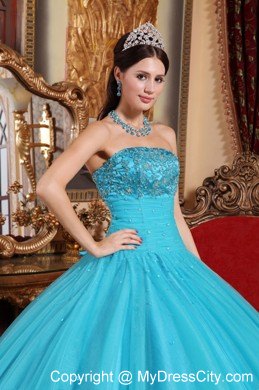 Teal Fitted Embroidery Quinceanera Dress for Summer