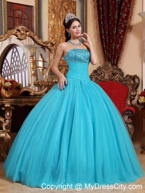 Teal Fitted Embroidery Quinceanera Dress for Summer