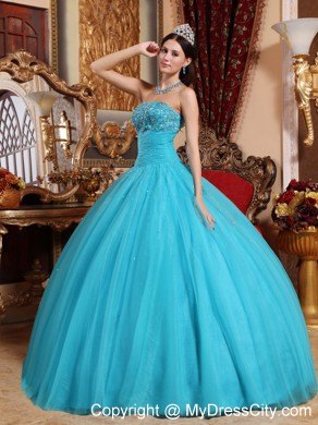 Teal Fitted Embroidery Quinceanera Dress for Summer