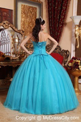 Teal Fitted Embroidery Quinceanera Dress for Summer