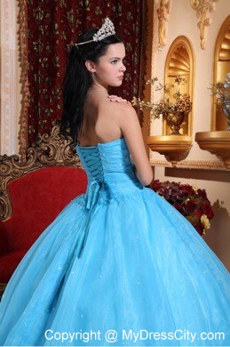 Fast Delivery Aqua Strapless Appliques Quinceanera Gowns 2013