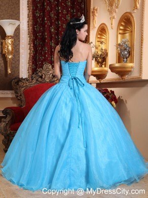 Fast Delivery Aqua Strapless Appliques Quinceanera Gowns 2013