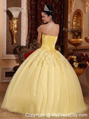 Light Yellow Swarovski Crystal Quinceanera Dress with Sequins