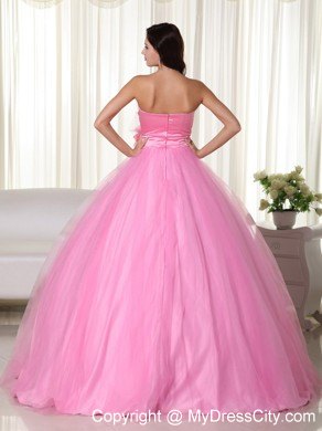 Rose Pink Sweetheart Handmade Flower Quinceanera Dresses Spring