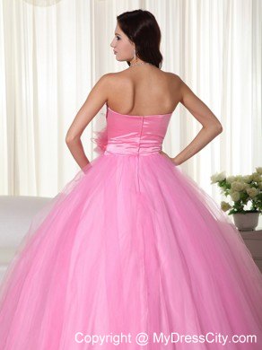 Rose Pink Sweetheart Handmade Flower Quinceanera Dresses Spring