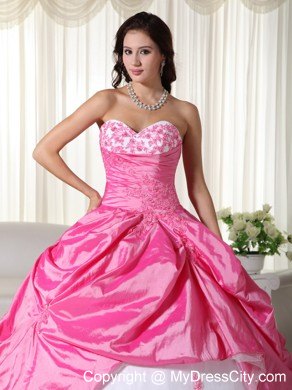 Noble Pink and White Sweetheart Taffeta Quinceanera for Girls