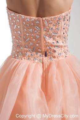 Sweetheart Rhinestone Peach Tulle Design 2013 Quinceanera Dress