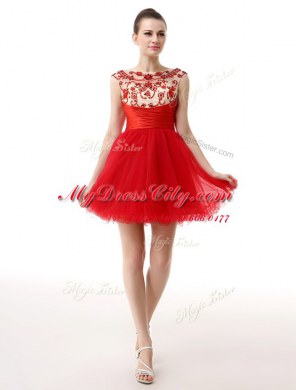 Mini Length A-line Cap Sleeves Red Homecoming Dress Zipper