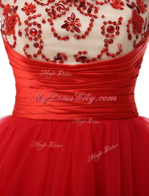 Mini Length A-line Cap Sleeves Red Homecoming Dress Zipper