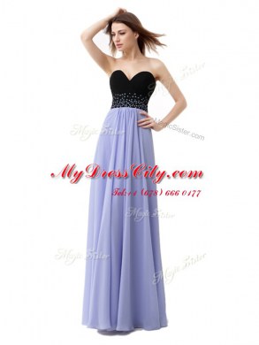 Spectacular Floor Length Lace Up Prom Dresses Lavender for Prom with Beading